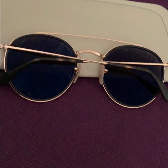 Round double bridged Ray-bans-Brown/Gold framed main image 2